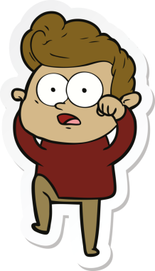 Bir insan tarafından çizilmiş, dik dik bakan bir çizgi film çıkartması.