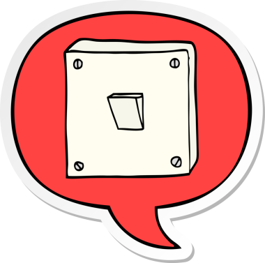 bir insan tarafından çizilmiş konuşma kabarcığı etiketli çizgi film ışığı anahtarı