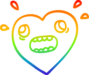 Gökkuşağı gradyan çizgi çizimi Bir insan tarafından çizilen karikatür kalp