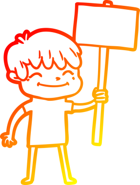 Bir insan tarafından çizilen mutlu bir çocuğun sıcak çizgi çizimi.