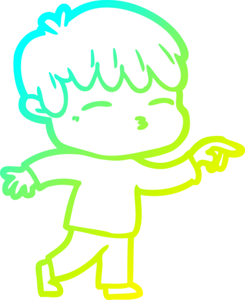 Bir çizgi film karakteri çizen soğuk gradyan bir insan tarafından çizilmiş meraklı çocuk.