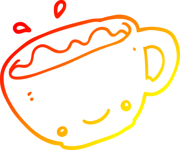 Bir insan tarafından çizilmiş bir fincan kahvenin sıcak çizgi çizimi