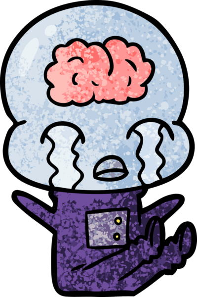 Bir insan tarafından çizilmiş koca beyinli bir uzaylı ağlaması.