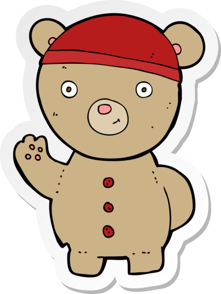 Bir insan tarafından çizilmiş oyuncak ayının çıkartması.