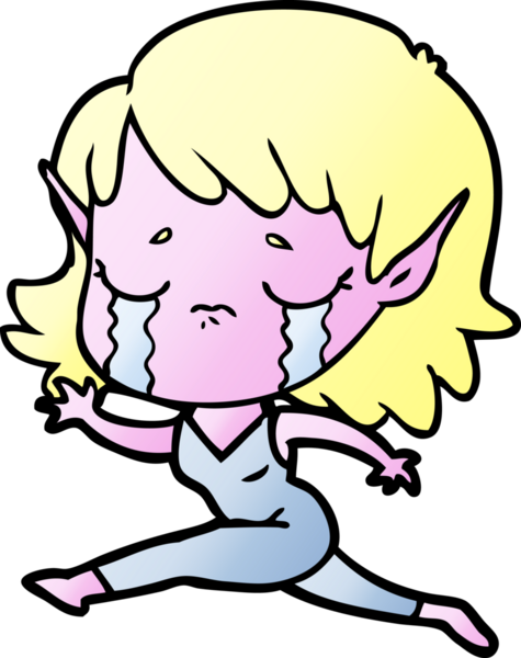 Bir insan tarafından çizilmiş ağlayan elf kızı.