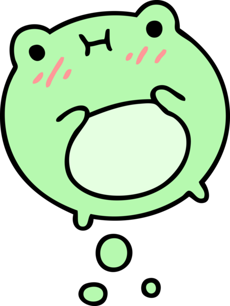 Bir insan tarafından çizilmiş şirin bir kurbağa karikatürü.