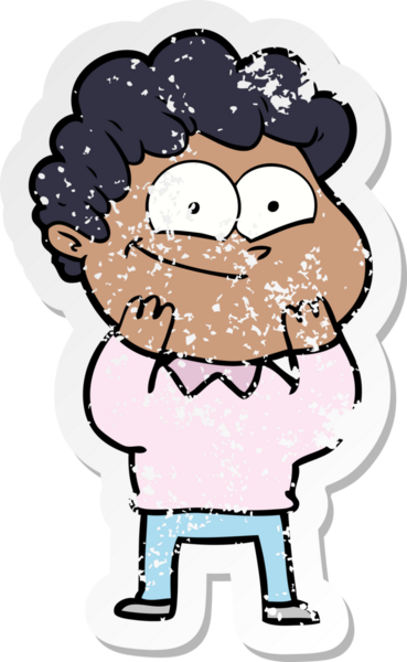 Bir insan tarafından çizilmiş mutlu bir adamın sıkıntılı çıkartması.