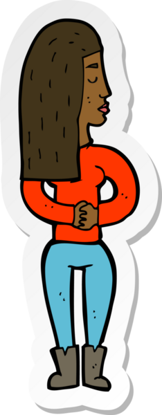 Bir insan tarafından çizilmiş bir karikatür kadının çıkartması.