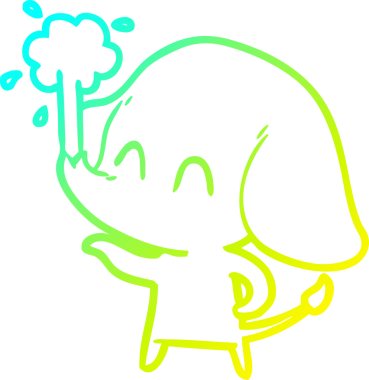 Bir insanın çizdiği suyu püskürten şirin bir filin soğuk eğimli çizgisi.