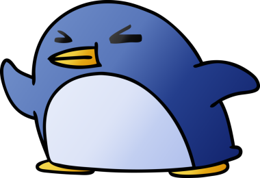 bir insan tarafından çizilmiş sevimli bir penguenin gradyan çizimi kawaii