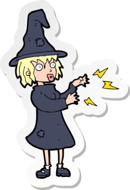 Bir insan tarafından çizilmiş bir cadının çıkartması.