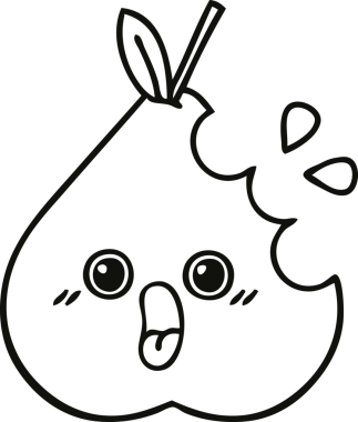 Bir insan tarafından çizilmiş yeşil bir armut çizimi.