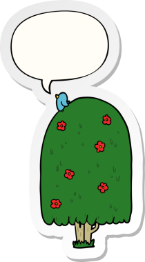 Bir insan tarafından çizilmiş konuşma balonu çıkartmalı çizgi film uzun ağacı.