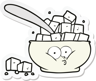 Bir insan tarafından çizilmiş karikatür şeker kasesinin çıkartması.