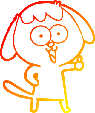 Bir insan tarafından çizilmiş sevimli bir köpeğin sıcak çizgi çizgisi.