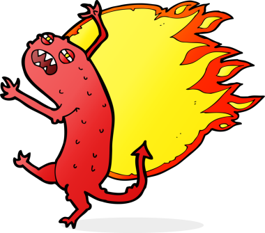 Bir insan tarafından çizilmiş bir çizgi film canavarı.