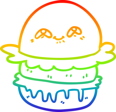 gökkuşağı gradyan çizgi çizimi bir insan tarafından çizilmiş fast food burger