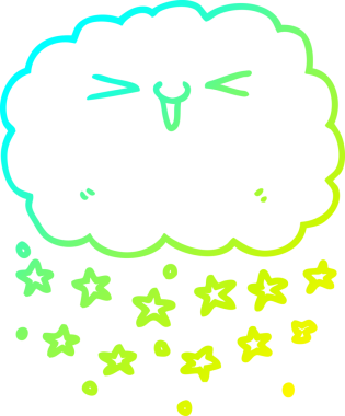 Bir insan tarafından çizilmiş mutlu bir karikatür bulutunun soğuk gradyan çizimi