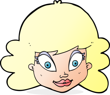 Bir insan tarafından çizilmiş mutlu kadın yüzü.