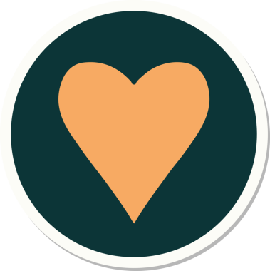 Bir insan tarafından çizilmiş geleneksel bir kalp şeklinde dövme çıkartması.