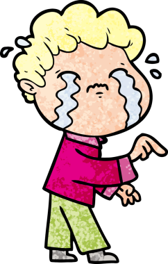 Bir insan tarafından çizilmiş ağlayan çizgi film adamı.