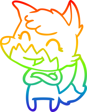 gökkuşağı gradyanı çizimi bir insan tarafından çizilmiş mutlu bir tilki çizgi filmi.