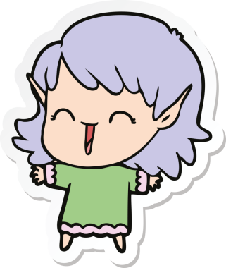 Bir insan tarafından çizilmiş bir elf kızının çıkartması.