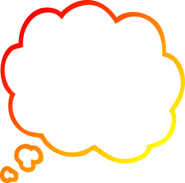 Bir insan tarafından çizilmiş bir çizgi film düşünce baloncuğunun sıcak gradyan çizimi