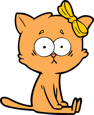 Bir insan tarafından çizilmiş çizgi film kedisi.