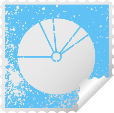 Bir insan tarafından çizilmiş bir pasta grafiğinin sıkıntılı kare soyma etiketi