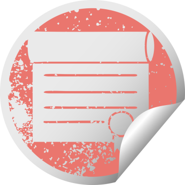 Bir insan tarafından çizilmiş sertifikanın sıkıntılı dairesel soyma etiketi sembolü