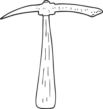 Bir insan tarafından çizilmiş siyah beyaz bir balta.