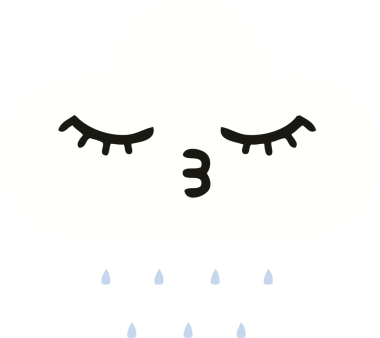 Bir insan tarafından çizilmiş bir yağmur bulutunun düz renkli retro karikatürü