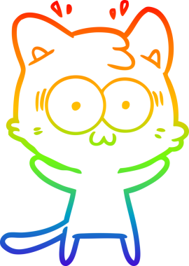 gökkuşağı gradyan çizgi çizimi bir insan tarafından çizilmiş sürpriz bir kedi