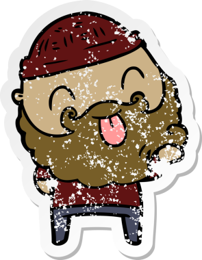 Bir insan tarafından çizilmiş sakallı bir adamın sıkıntılı çıkartması.