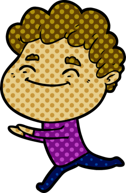 Bir insan tarafından çizilmiş çizgi film dostu bir adam.