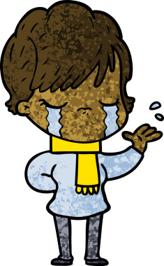 Bir insan tarafından çizilmiş ağlayan çizgi film kadını.