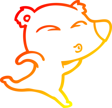 Bir insan tarafından çizilmiş, ıslık çalan kutup ayısının sıcak çizgi çizimi.