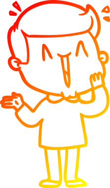 Bir insan tarafından çizilmiş, heyecanlı bir çizgi film çizimi.