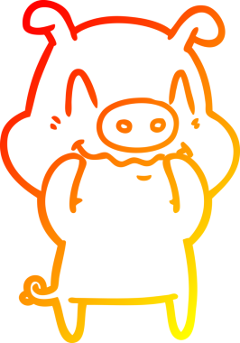 Bir insan tarafından çizilmiş gergin bir domuz çizgi çizimi.