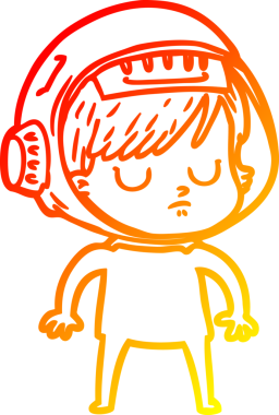 Bir insan tarafından çizilmiş bir astronot kadın çizgi çizimi.