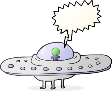 Bir insan tarafından çizilmiş serbest konuşma balonu uçan daire.