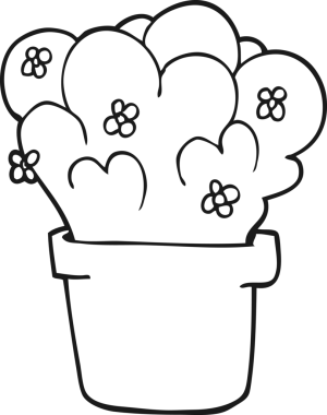 Bir insan tarafından çizilmiş siyah beyaz karikatür bitkisi.