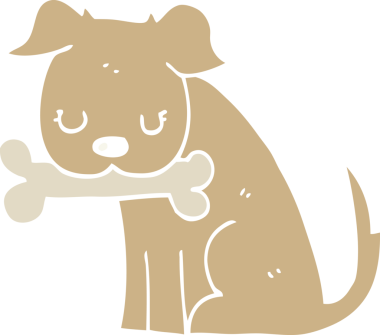 Bir insan tarafından çizilmiş düz renkli çizgi film köpeği.