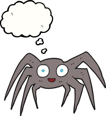 Bir insan tarafından çizilmiş serbest çizim balon karikatür örümceği.