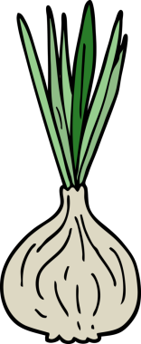 Bir insan tarafından çizilmiş soğan filizlenen karikatür karalaması