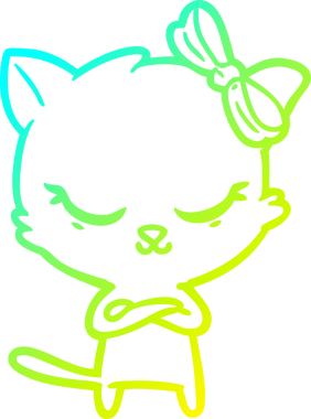 Bir insan tarafından çizilmiş bir çizgi film kedisinin soğuk gradyan çizimi