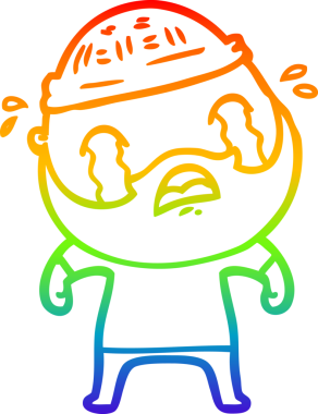 Bir insan tarafından çizilmiş ağlayan sakallı bir adamın çizimi.