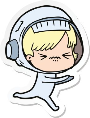 Bir insan tarafından çizilmiş kızgın bir uzay kızının çıkartması.