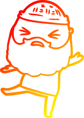 Bir insan tarafından çizilmiş sakallı bir çizgi film karakteri.